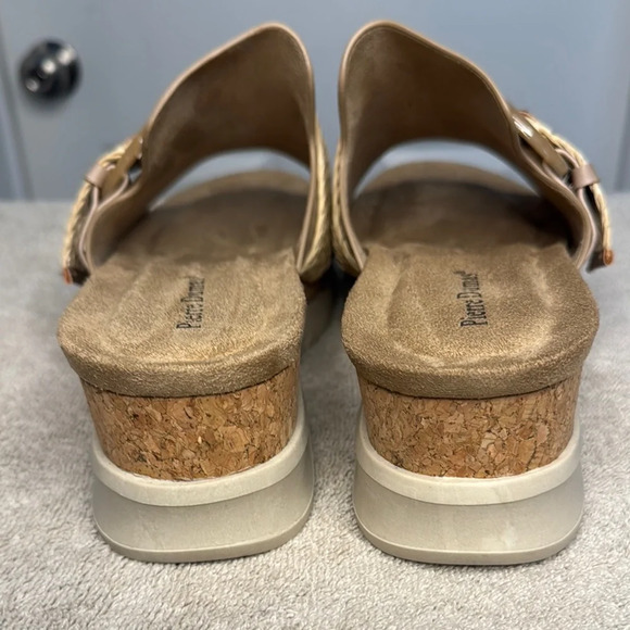 NIB Pierre Dumas Cream Mules with Woven Strap and Heeled Sole - Picture 6 of 10